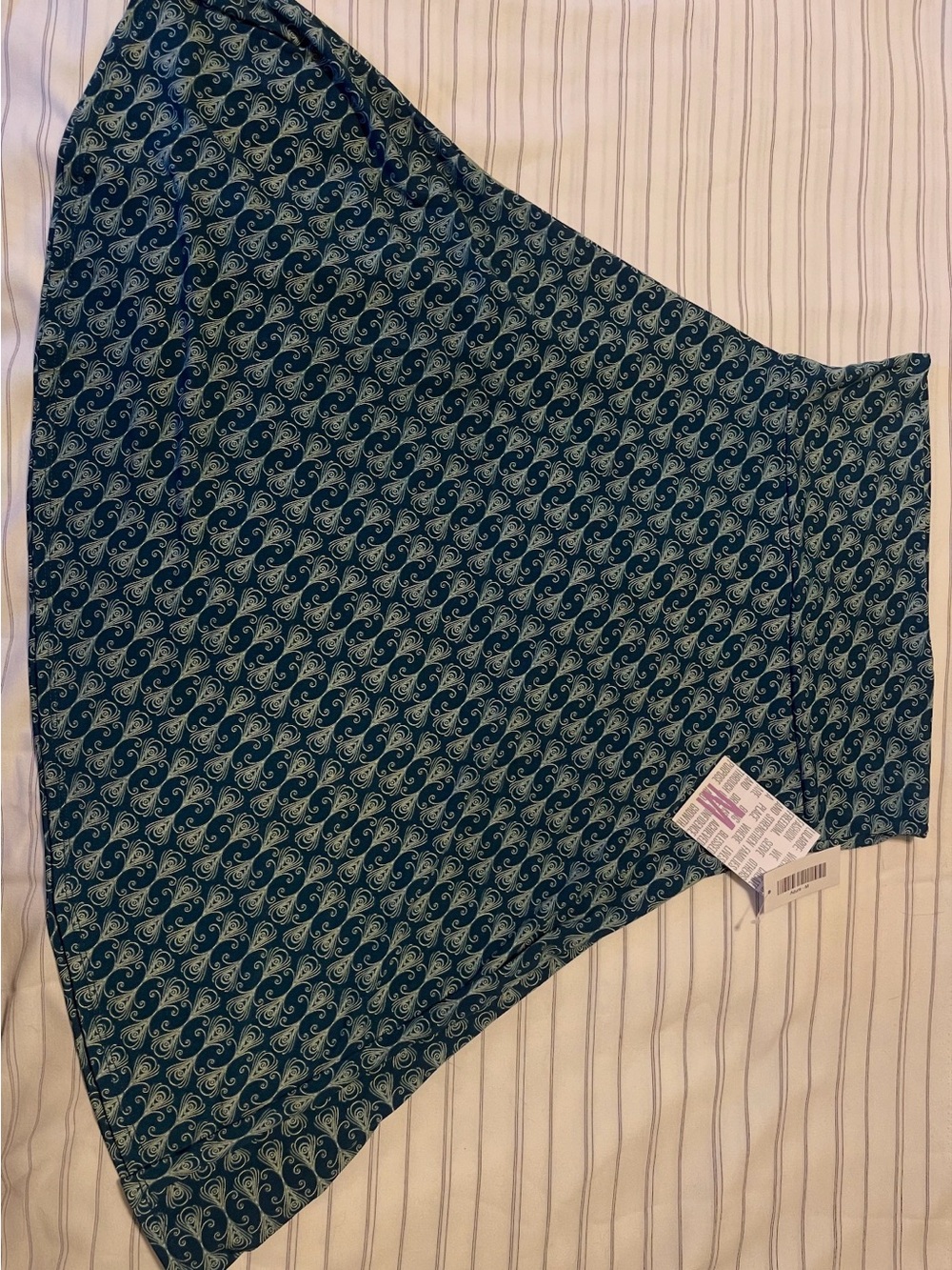 LuLaRoe Azure Teal and Light Teal Printed A-Line Skirt